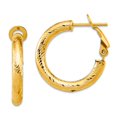 thumbnail image 1 of 14k Solid Yellow Gold 3x15 Sparkle-Cut Round Omega Back Hoop Earrings 21.65x20mm Wide 3mm Thick Hoop Earring for Women, 1 of 2
