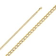 thumbnail image 1 of 14k Gold 4.2mm Hollow Curb With Rhodium Pave Chain Necklace 20 Inch Chain Necklace for Women and Men, 1 of 2