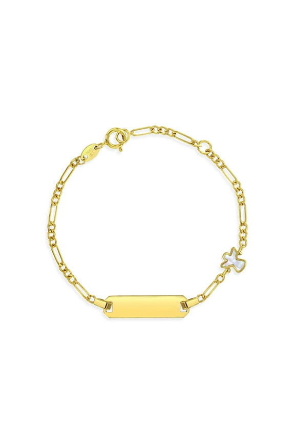 14k Gold 4.5"-5.5" Mother of Pearl Angel Baby / Toddler / Kids Bracelet