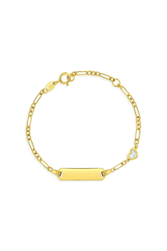 14k Gold 4.5"-5.5" Mother of Pearl Heart Baby / Toddler / Kids Bracelet