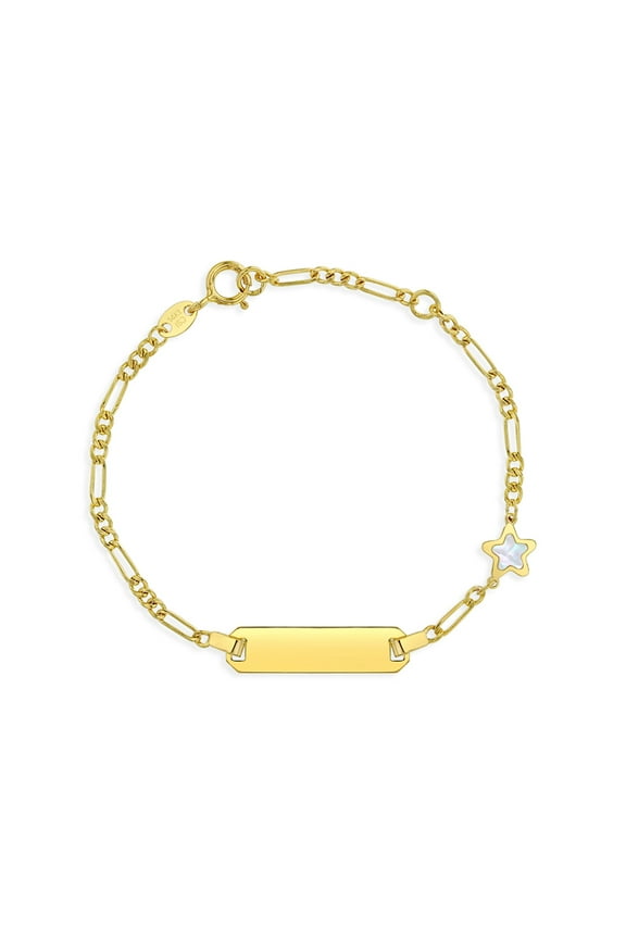 14k Gold 4.5"-5.5" Mother of Pearl Star Baby / Toddler / Kids Bracelet