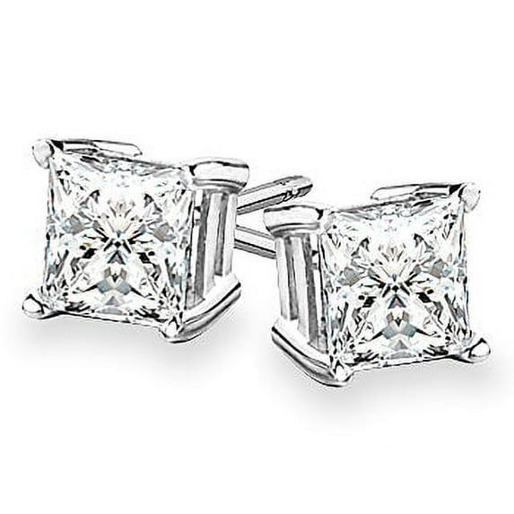 14k Gold 4-Prong Princess Cut Diamond Stud Earrings 0.33 ct. tw.