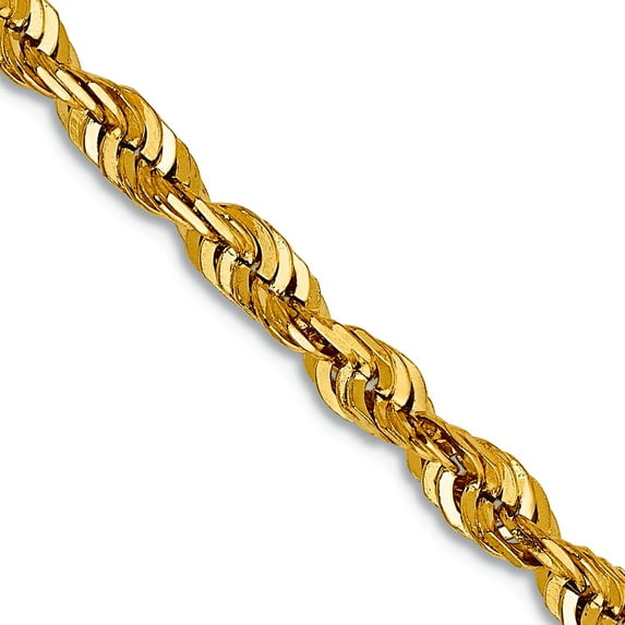 14k Yellow Gold 4mm Sparkle-Cut Extra-light Rope Chain Necklace 22 Inch Chain Necklace for Women and Men