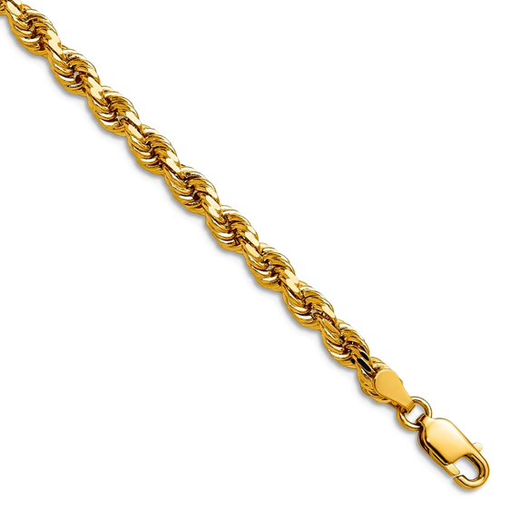 14k Solid Yellow Gold 4mm Sparkle-Cut Rope With Lobster Clasp Chain Necklace 28 Inch Chain Necklace for Women and Men