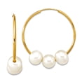 thumbnail image 1 of 14k Gold 6-7mm Semi-round White Freshwater Cultured Pearl Hoop Earrings Dangle 27.25x25mm Hoop Earring for Women, 1 of 2
