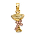 thumbnail image 1 of 14k Gold 8mm Communion Cup With Rose Religious Faith Cross Two-color Pendant Necklace for Women, 1 of 2