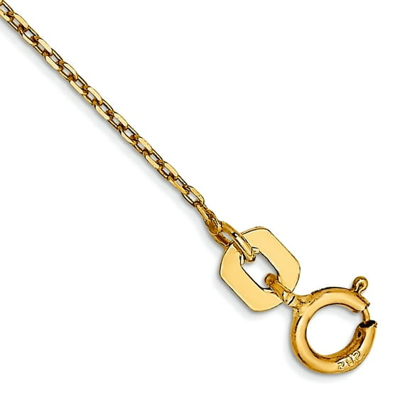 14k Gold .8mm Sparkle-Cut Cable With Spring-Ring Clasp Chain Anklet 10 Inch Anklet for Women and Men