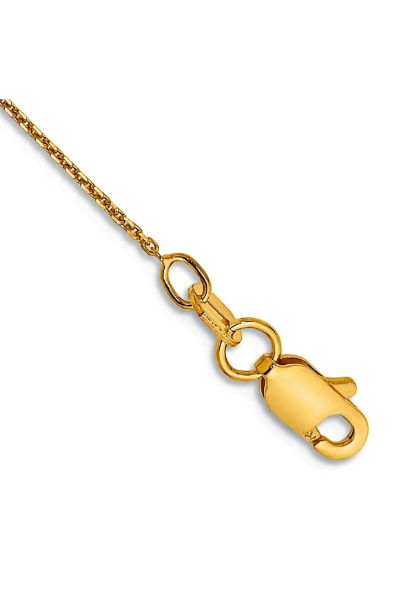 14k Gold .8mm Sparkle-Cut Round Open Link Cable Chain Anklet 10 Inch Anklet for Women and Men