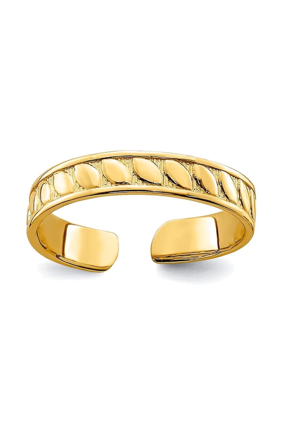 14k Gold Adjustable Leaf Engraved Design toe ring toe ring for Women - .8 Grams