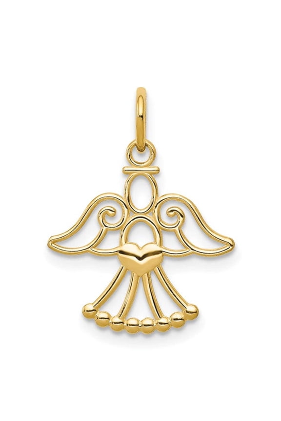 14k Gold Angel with Heart Petite Charm Pendant