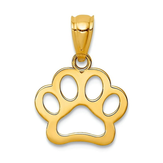 14k Solid Yellow Gold Animal Pet Dog Paw Pendant Necklace Pendant for Women - .4 Grams