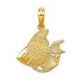 thumbnail image 1 of 14k Gold Animal Sealife Fish Textured Charm 15.6x17.8mm Wide 2.1mm Thick Pendant Necklace for Women, 1 of 2