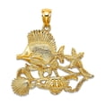 thumbnail image 1 of 14k Gold Aquarium Story Textured and High Polish Charm 23.5x30.5mm Wide 3.5mm Thick Pendant Necklace for Women, 1 of 2