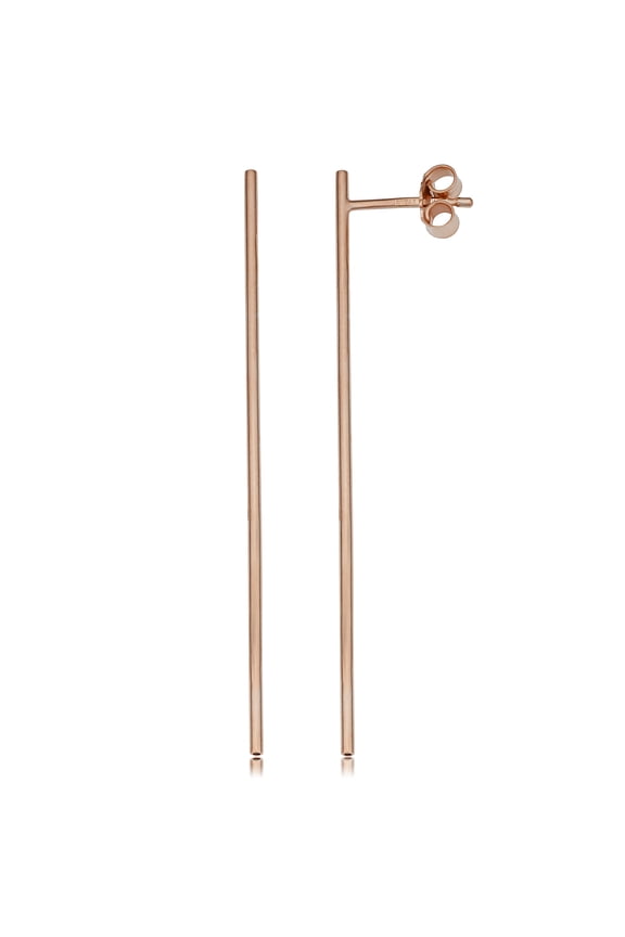 KoolJewelry 14k Gold Bar Earrings, 2"