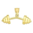 thumbnail image 1 of Golden Fire Solid 14k Gold Barbell Pendant - Weightlifter Jewelry Gifts, Dumbbell Jewelry for Men, 1 of 4
