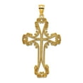 thumbnail image 1 of 14k Gold Beaded Cut-out Religious Faith Cross With Swirled Tips 38mm long Pendant Necklace for Women, 1 of 2