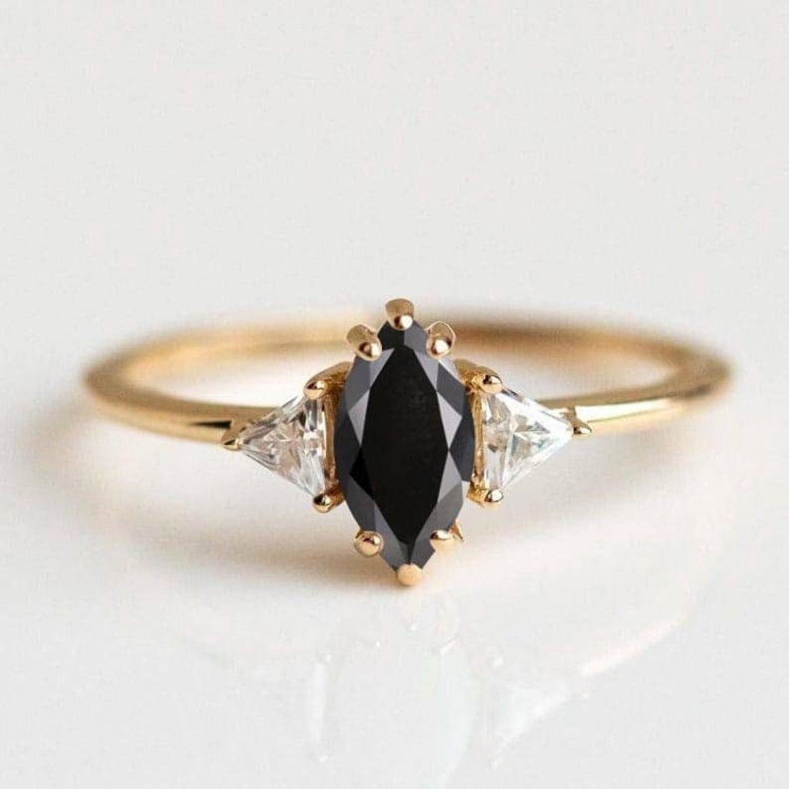Vintage Black Onyx Bohemian Ring - Delicate 925 Sterling Silver Gypsy Style Band With Oval Stone (Size 6) - View #2