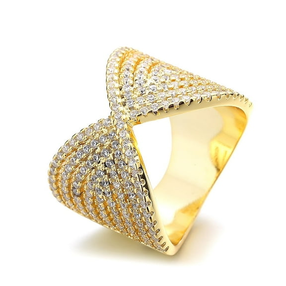 14k Gold Plated Bow-Tie Ring with Crystals