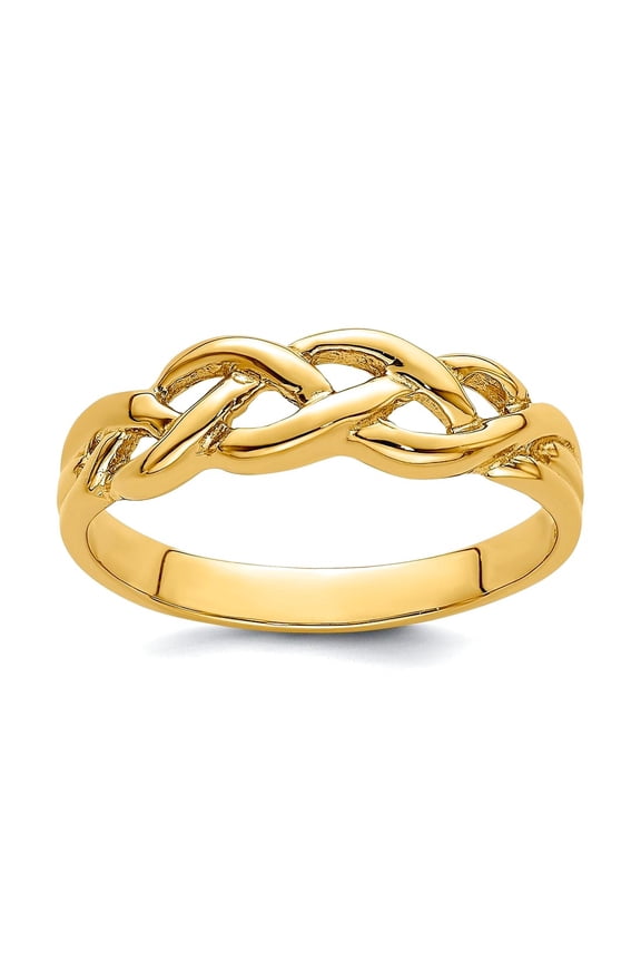 14k Gold Braided Knot Ring High Polish Size 7 Ring for Women - 2.3 Grams
