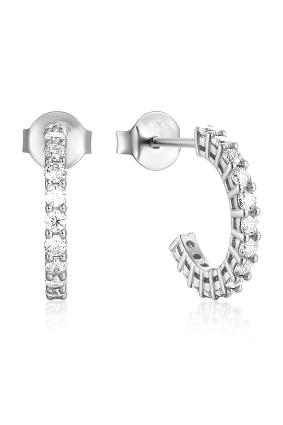 14k Gold C-Shaped Moissanite Earrings for Women, Trendy Stud Design, Great Gift for Fashion-Forward Women