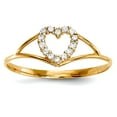thumbnail image 1 of 14k Solid Yellow Gold Cubic Zirconia Love Heart Ring Size 7 Statement Ring for Women, 1 of 2