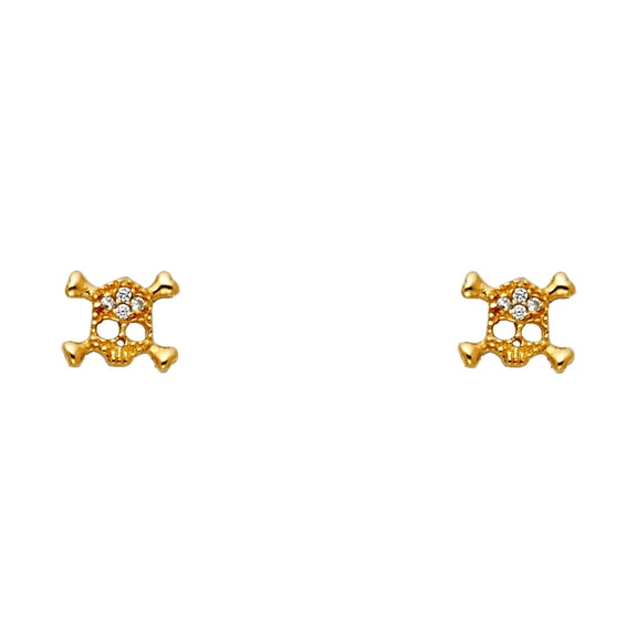 14k Gold Cubic Zirconia Skeleton Cubic Zirconia Screw Stud Earrings Stud Earring for Women