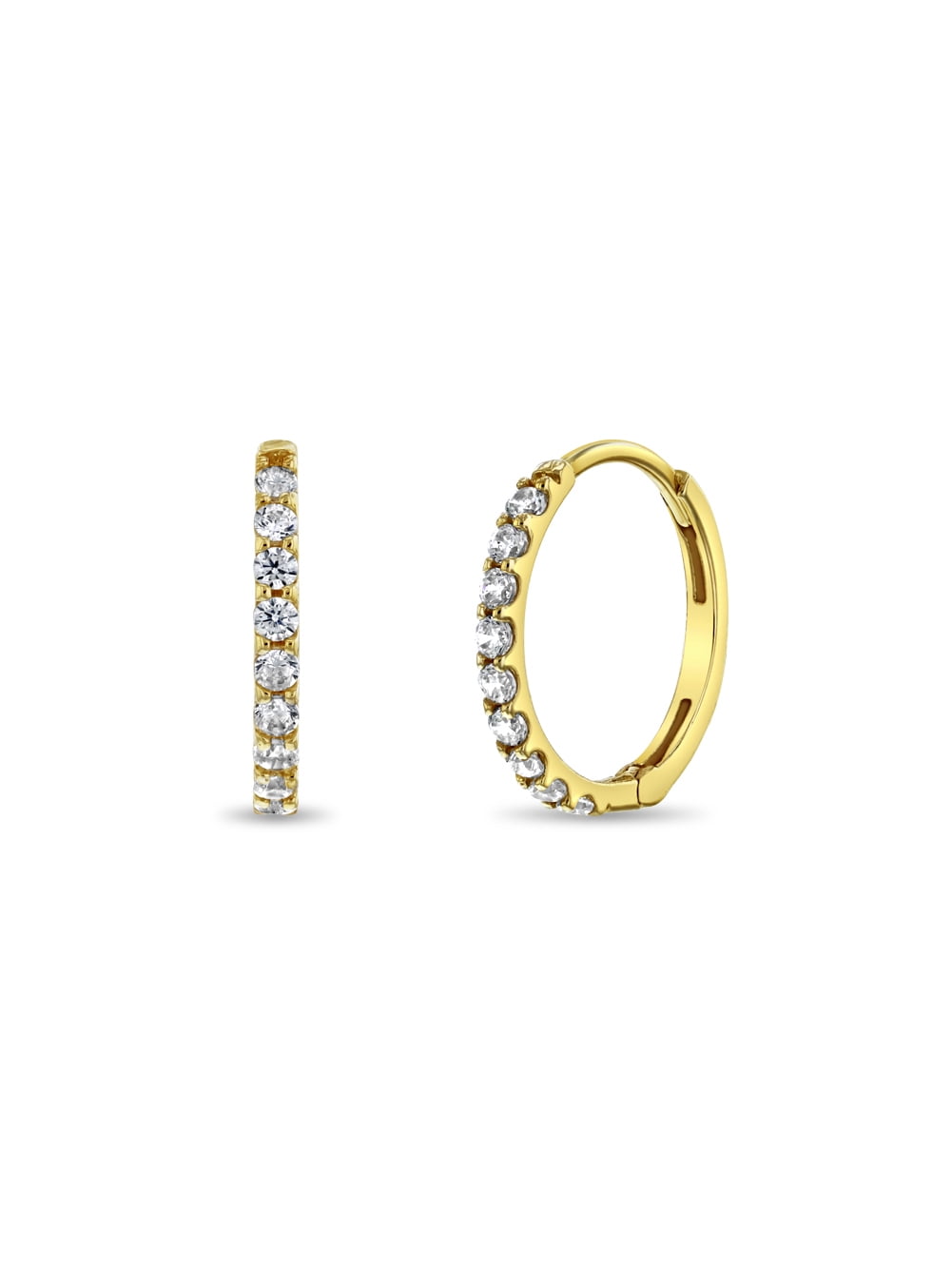 14k Gold Clear Cubic Zirconia Kids / Children's / Girls Earrings Hoop