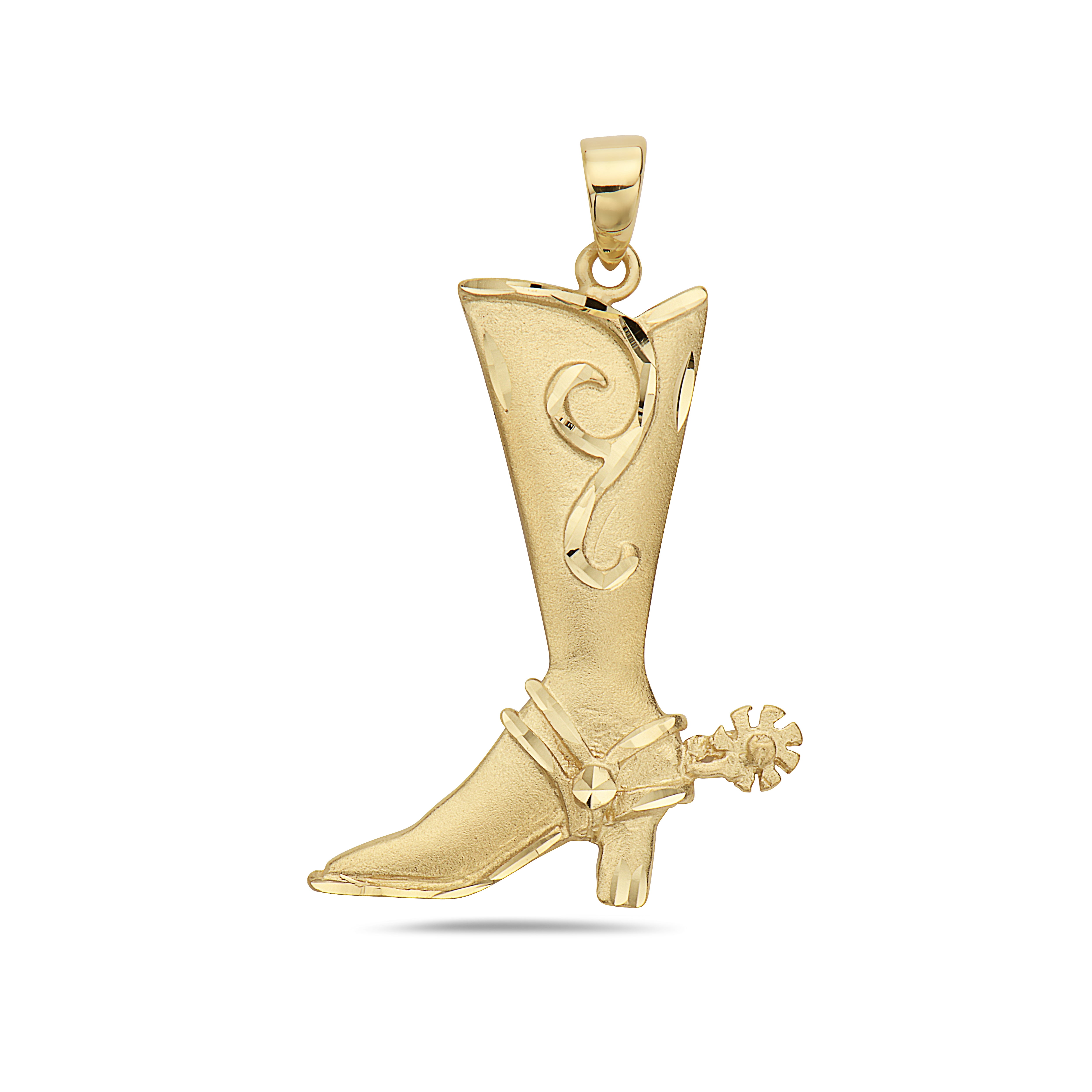 14k Gold Cowboy Boots Pendant with 18'' Chain