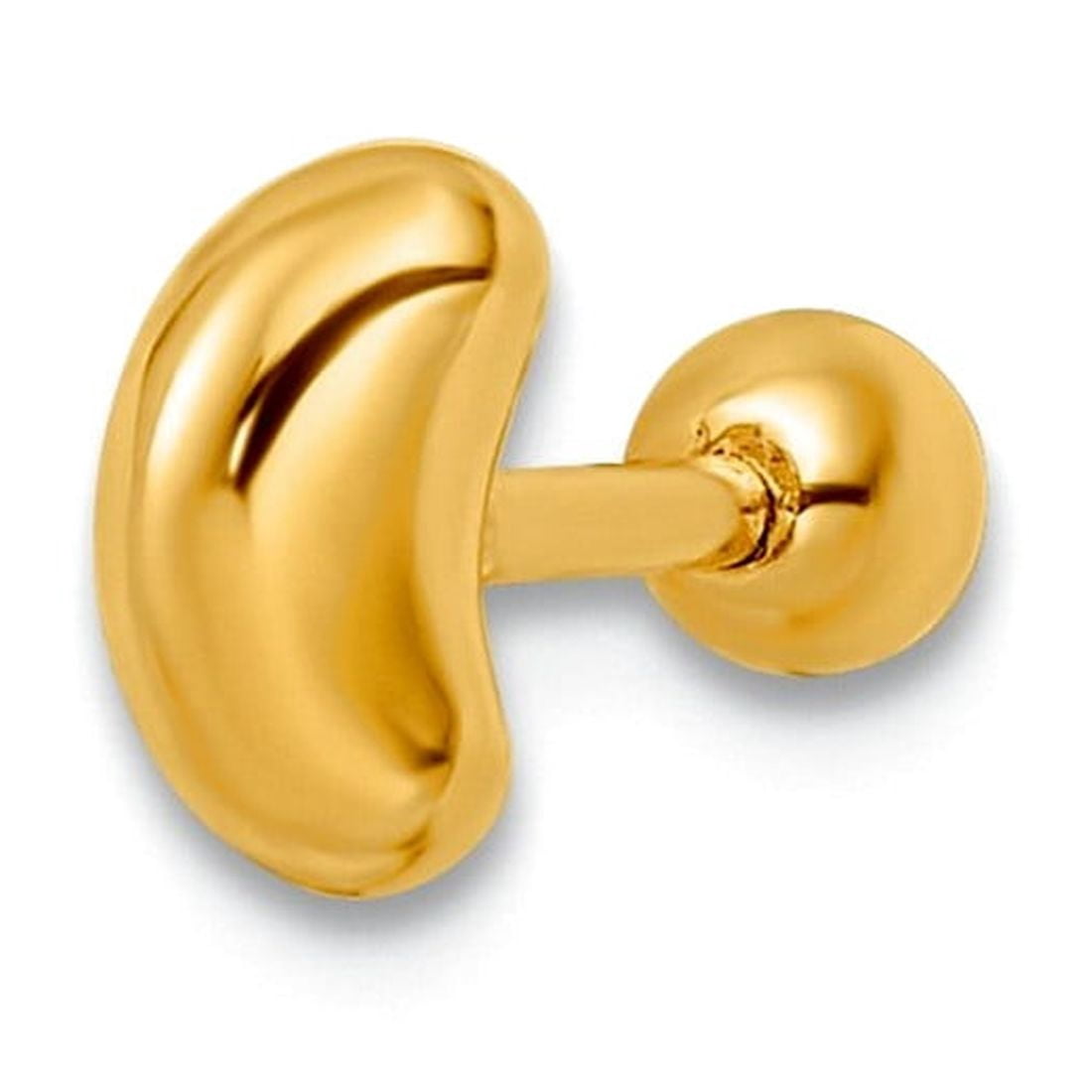 14k Gold Crescent Celestial Moon Labret Stud 10.78x3.65mm Wide Body Piercing Stud for Women