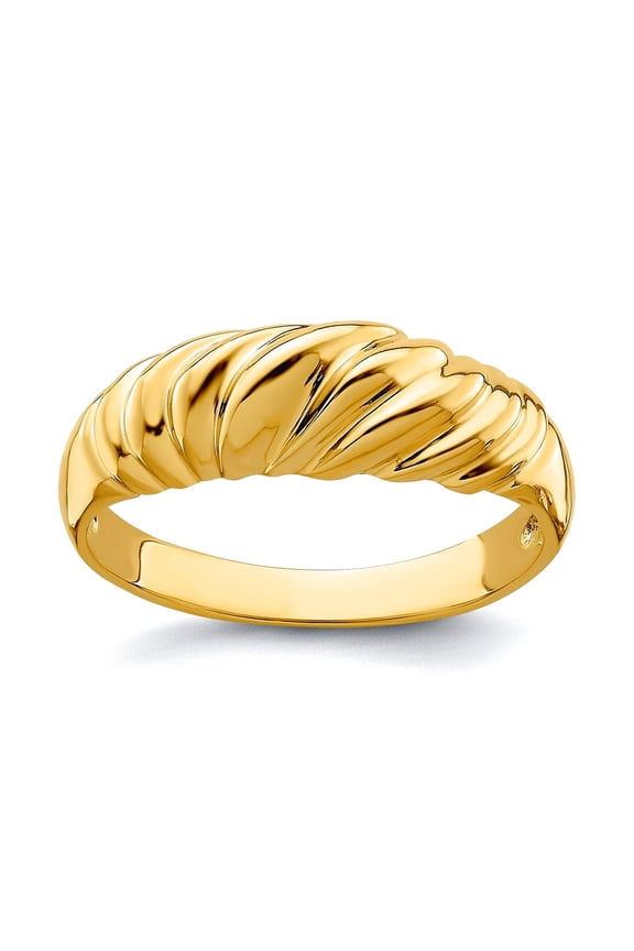 14k Gold Dome Ring High Polish Fashion Size 7 Ring for Women - 2.6 Grams