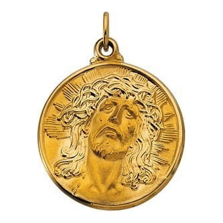 14k Gold Ecce Homo Religious Medal - Solid 14k Yellow Gold, Just over 1 Inch (28.0mm)
