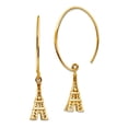 thumbnail image 1 of 14k Solid Yellow Gold Eiffel Tower Long Drop Dangle Earrings 34.8x14.59mm Wide Dangle Earring for Women, 1 of 2