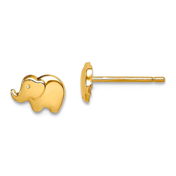 14k Solid Yellow Gold Elephant Post Earrings 4.7mm long Stud Earring for Women - .3 Grams