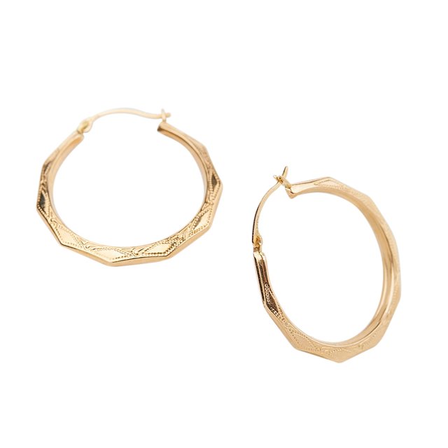 14k Gold Fancy Hoop Earrings