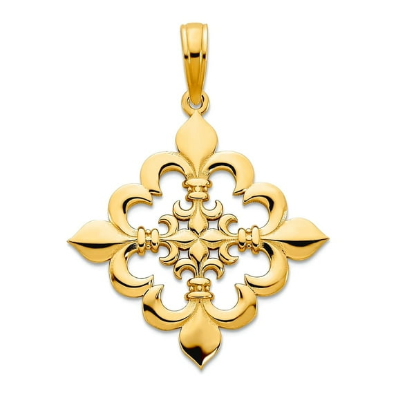 14k Gold Fancy Pendant Necklace 23x21.5mm Wide Pendant for Women - 1.6 Grams