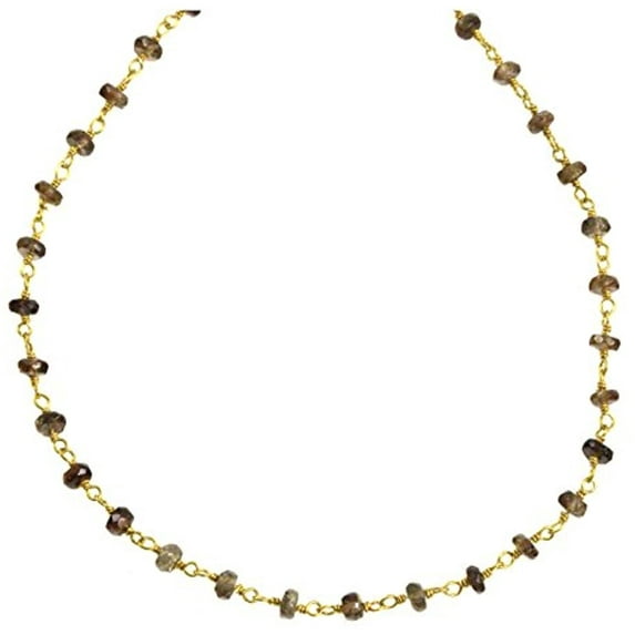 14k Gold Filled Andalusite Necklace Faceted Gemstone Beaded Goldtone Chain 18" Designed for Adult Women