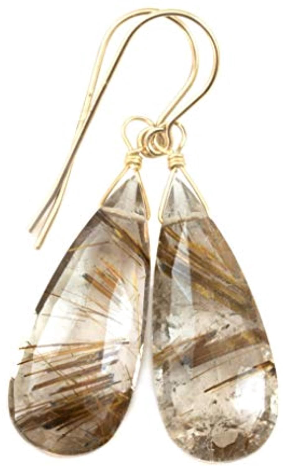 14k Gold Filled Bronze Rutile Quartz Earrings Golden Tourmalated ...