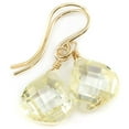 thumbnail image 1 of 14k Gold Filled Cubic Zirconia Earrings Soft Pale Yellow Faceted Heart Dangles Simulated Diamond Teardrop In Cz Designed for Adult Women and, 1 of 4
