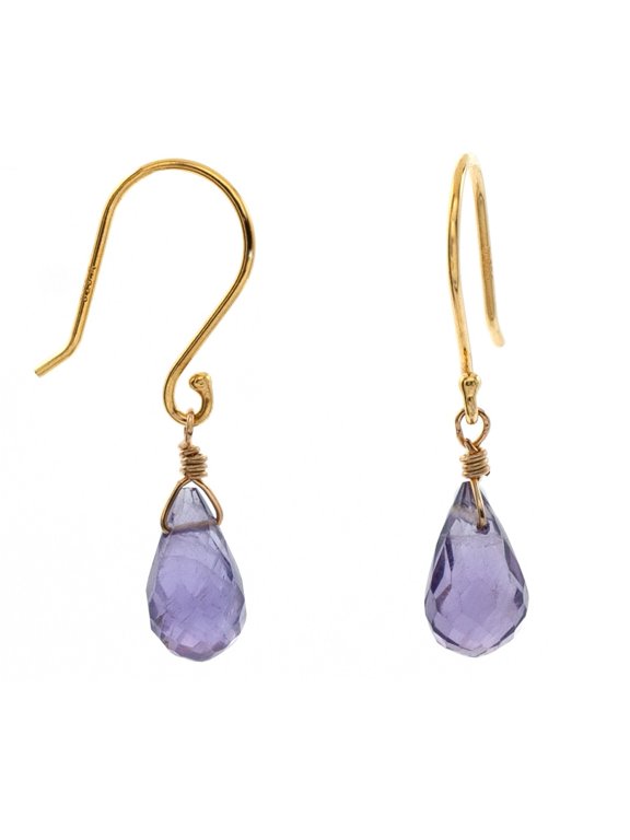 Faceted Teardrop Amethyst 14k Gold Filled Fishhook Earrings for Adults