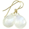 thumbnail image 1 of 14k Gold Filled Moonstone Earrings Rainbow Blue Faceted Large Pear Shaped Drops Designed for Adult Women, 1 of 5