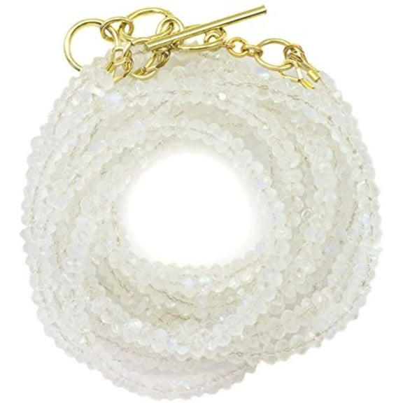 14k Gold Filled Moonstone Necklace or Wrap Bracelet Triple Strand Beaded Blue Adjustable, 21" 22"6.5" 7.5" Designed for Adult Women