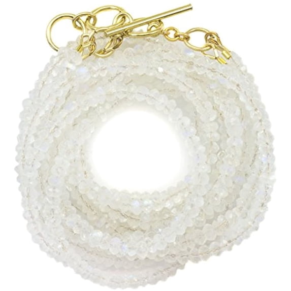 14k Gold Filled Moonstone Necklace or Wrap Bracelet Triple Strand Beaded Blue Adjustable, 21" 22"6.5" 7.5" Designed for Adult Women