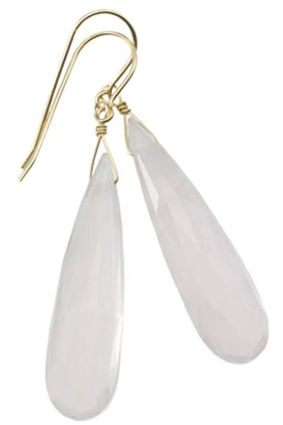 14k Gold Filled Pink Rose Quartz Earrings Large Long Faceted Cut Teardrops Soft Pink Briolette Drops 2 In Designed for Adult Women