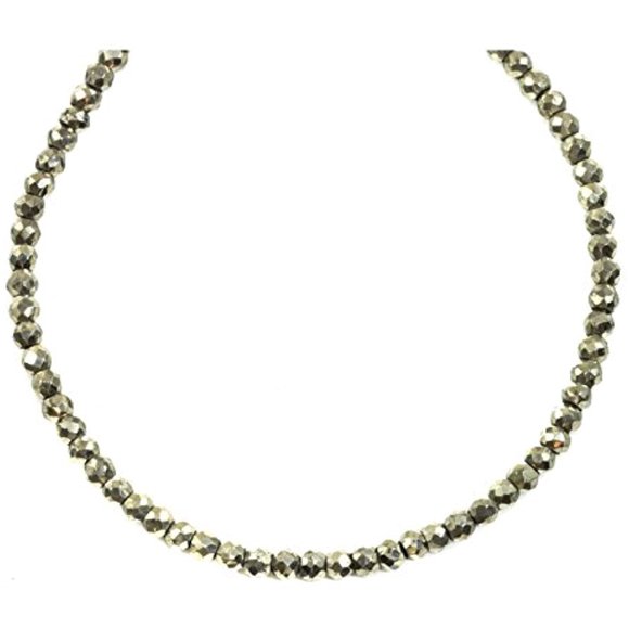 14k Gold Filled Pyrite Necklace Small Faceted Rondelles Solid Continuous Strand Golden Sparkle, 18" Designed for Adult Women