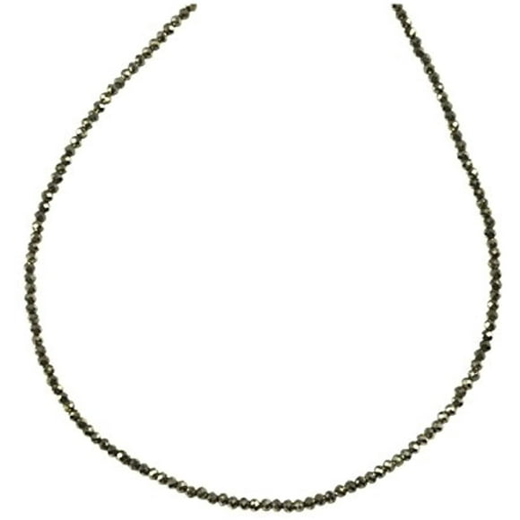 14k Gold Filled Pyrite Necklace Solid Strand Earthy Golden Bronze Tiny Faceted Round Stones, 18" Designed for Adult Women