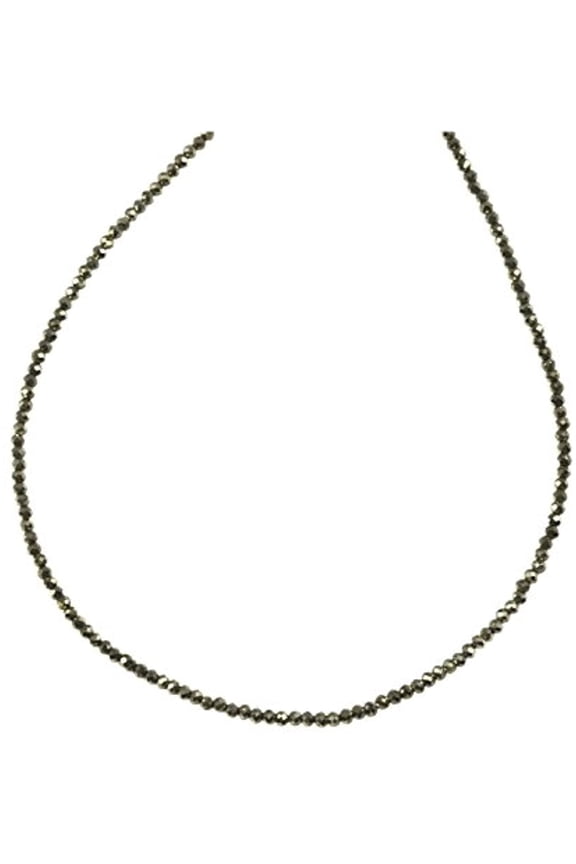 14k Gold Filled Pyrite Necklace Solid Strand Earthy Golden Bronze Tiny Faceted Round Stones, 18" Designed for Adult Women