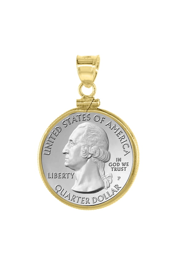 14k Gold Filled Quarter Dollar Bezel Screw Top 24 mm Coin Edge 25 Cent Coin NOT Included