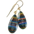 thumbnail image 1 of 14k Gold Filled Rainbow Calsilica Earrings Striped Multiple Colors Faceted Long Teardrops Designed for Adult Women, 1 of 4