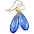 thumbnail image 1 of 14k Gold Filled Simulated Blue Sapphire Earrings Smooth Long Briolette Teardrops Designed for Adult Women, 1 of 4