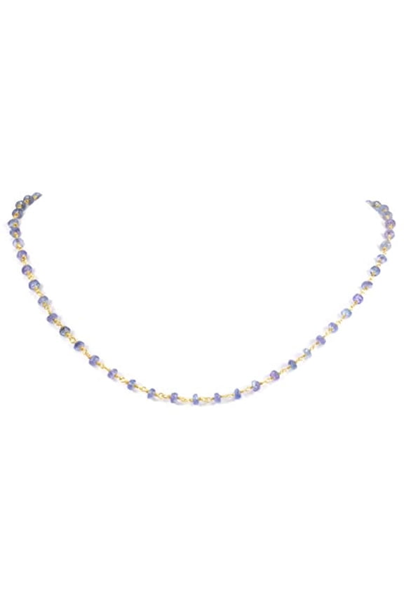 14k Gold Filled Tanzanite Necklace Lavender Faceted Gems Beaded Goldtone Chain 18"